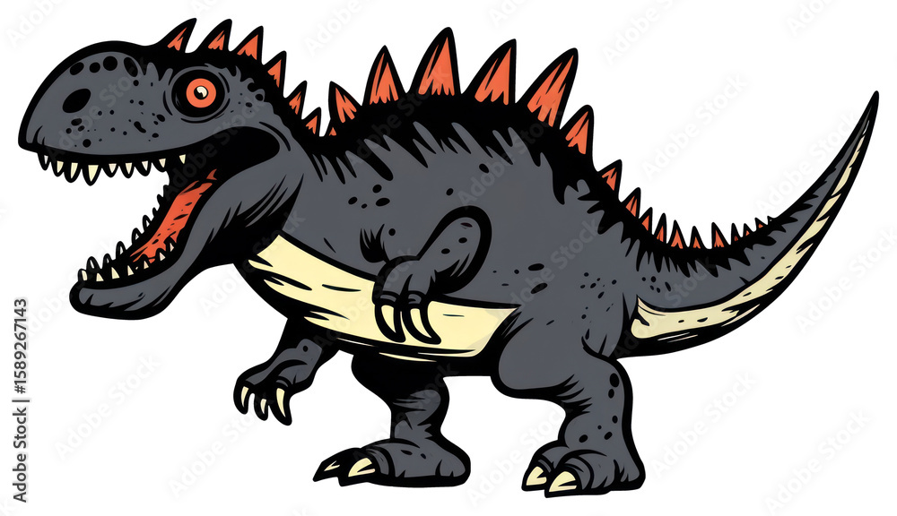 Fototapeta premium PNG Black dinosaur cartoon animal representation.