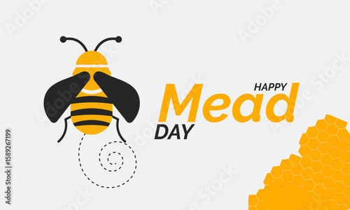 Happy Mead Day celebration background, honey wine festival concept, use for banner, card, poster, and event design template