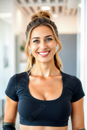 Smiling Woman in Fitness Apparel Free Download Smiling Woman in Fitness Apparel - GFXLoad