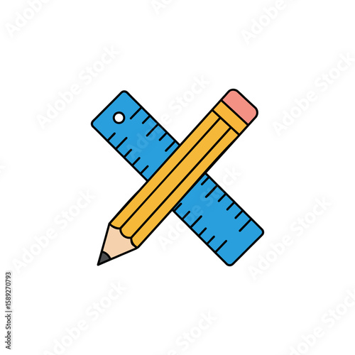 Yellow wooden pencil with an eraser