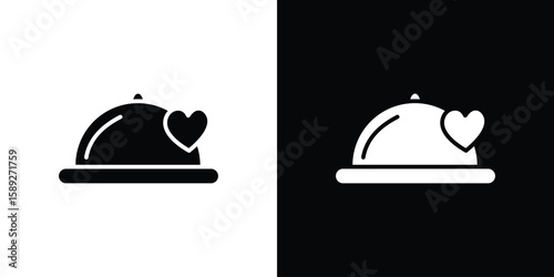 Wedding dinner icon. Black and white silhouette. Icon vector