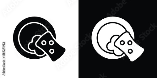 Washing dishes icon. Black and white silhouette. Icon vector