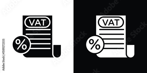 Value added tax VAT icon. Black and white silhouette. Icon vector