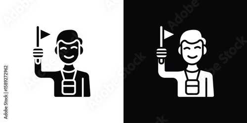 Tourist Guide icon. Black and white silhouette. Icon vector