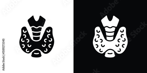 Thyroid icon. Black and white silhouette. Icon vector