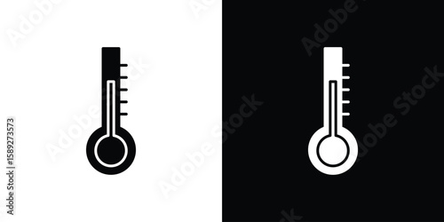 Thermometer icon. Black and white silhouette. Icon vector