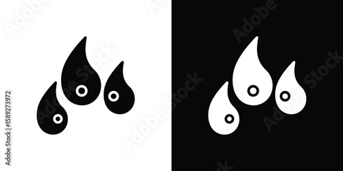 Tear drop icon. Black and white silhouette. Icon vector