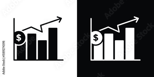 Stagflation icon. Black and white silhouette. Icon vector