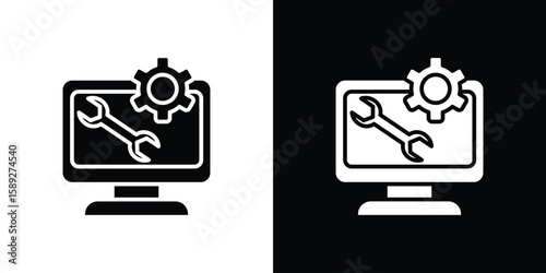 Software Engineering icon. Black and white silhouette. Icon vector