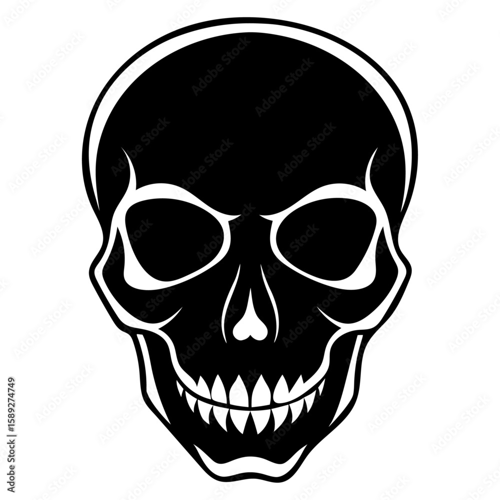 Obraz premium Silhouette of a Human Skull Vector Illustration