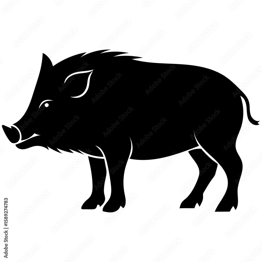 Obraz premium Wild Boar Silhouette Vector Illustration of a Pig