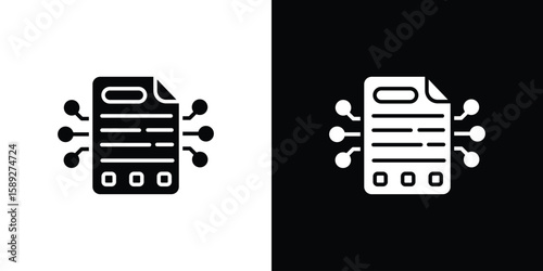 Smart contract icon. Black and white silhouette. Icon vector