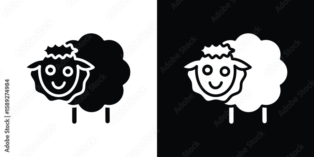 Fototapeta premium Sheep icon. Black and white silhouette. Icon vector