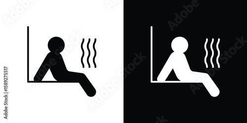 Sauna icon. Black and white silhouette. Icon vector