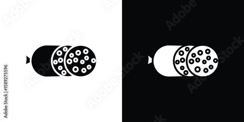 Salami icon. Black and white silhouette. Icon vector