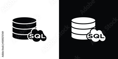 SQL icon. Black and white silhouette. Icon vector