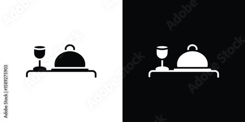Room service icon. Black and white silhouette. Icon vector