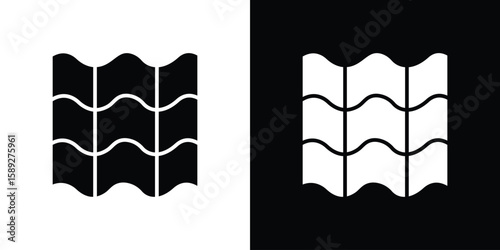 Roof tile icon. Black and white silhouette. Icon vector