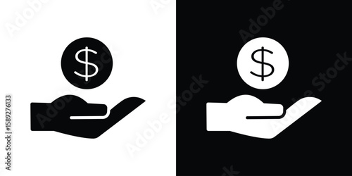Revenue icon. Black and white silhouette. Icon vector