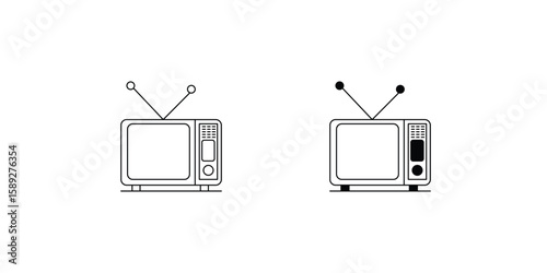 tv set icon with white background vector stock illustration