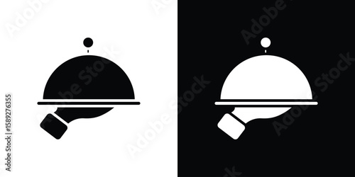 Restaurant Tray icon. Black and white silhouette. Icon vector