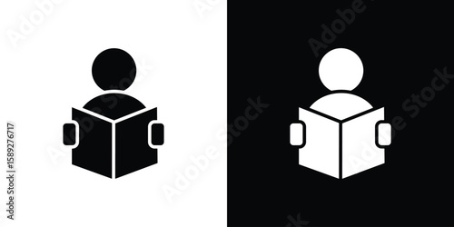 Reading icon. Black and white silhouette. Icon vector