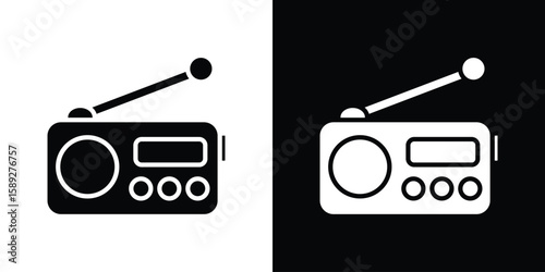 Radio icon. Black and white silhouette. Icon vector