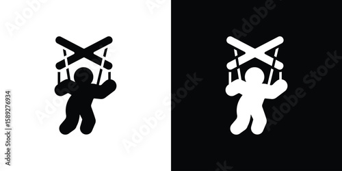 Puppet icon. Black and white silhouette. Icon vector
