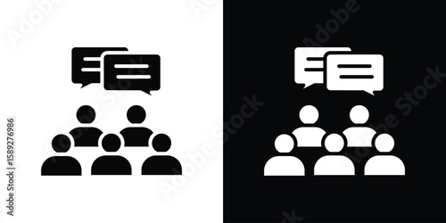 Public opinion icon. Black and white silhouette. Icon vector