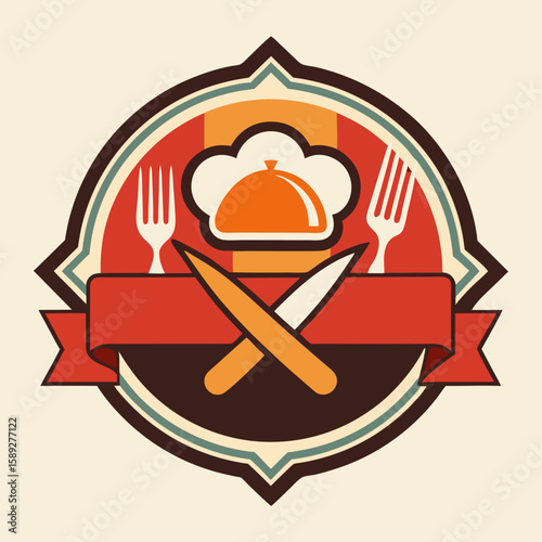 Set of Restaurant menu and bar labels with unique shapes and text designs as well as utensils and drinkware