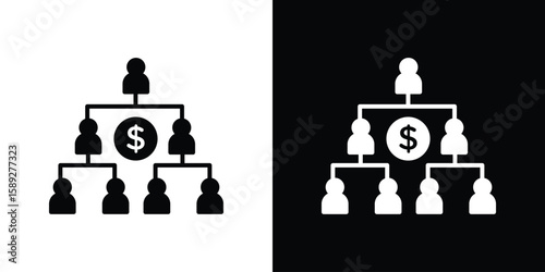 Ponzi scheme icon. Black and white silhouette. Icon vector