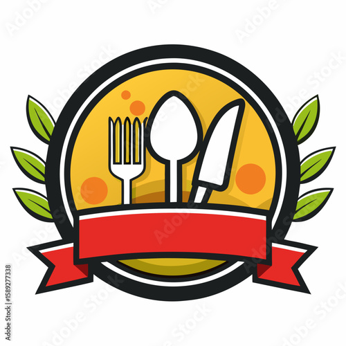 Set of Restaurant menu and bar labels with unique shapes and text designs as well as utensils and drinkware