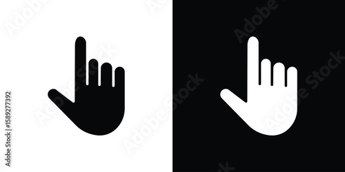 Pointing hand icon. Black and white silhouette. Icon vector