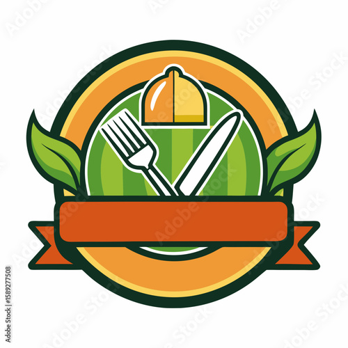 Set of Restaurant menu and bar labels with unique shapes and text designs as well as utensils and drinkware