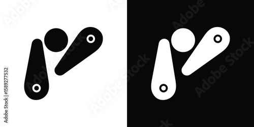 Pinball icon. Black and white silhouette. Icon vector
