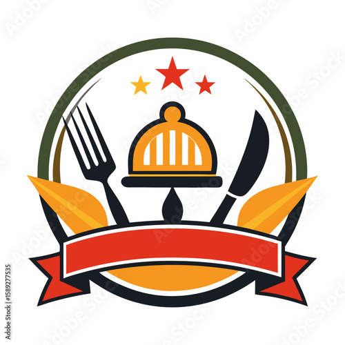 Set of Restaurant menu and bar labels with unique shapes and text designs as well as utensils and drinkware