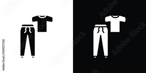 Pijama icon. Black and white silhouette. Icon vector