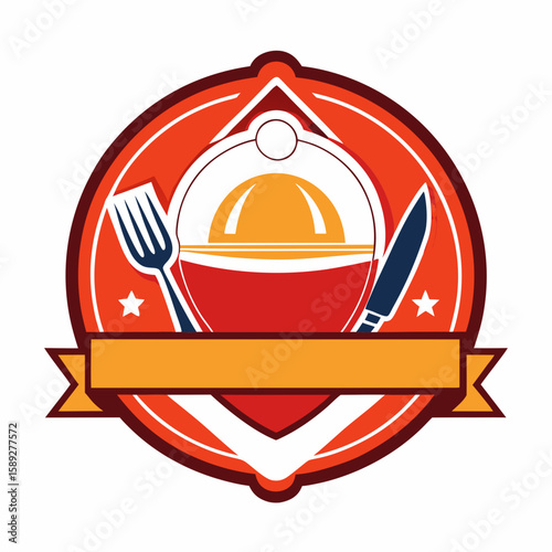 Set of Restaurant menu and bar labels with unique shapes and text designs as well as utensils and drinkware
