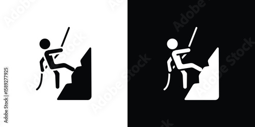 People Climbing icon. Black and white silhouette. Icon vector