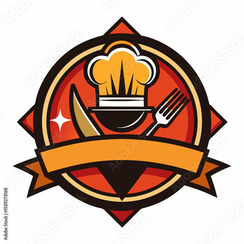 Set of Restaurant menu and bar labels with unique shapes and text designs as well as utensils and drinkware