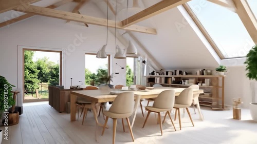 Wallpaper Mural Sunlit Modern Loft: Open-Plan Living, Skylights, and Tranquil Design Torontodigital.ca