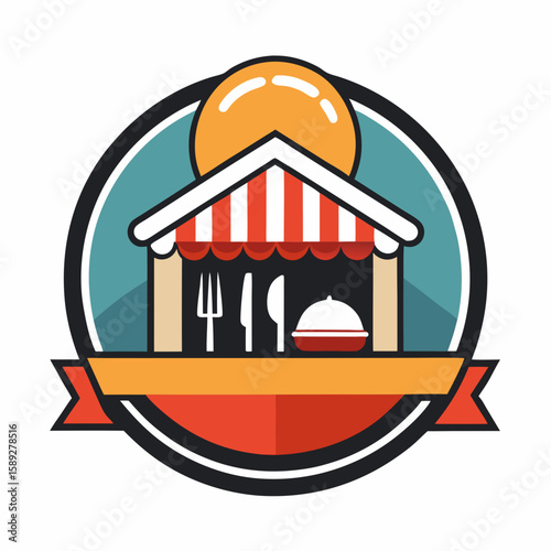 Set of Restaurant menu and bar labels with unique shapes and text designs as well as utensils and drinkware