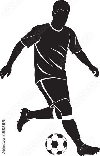 Soccer Player Kicking Ball Silhouette Isolated