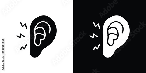 Otitis icon. Black and white silhouette. Icon vector