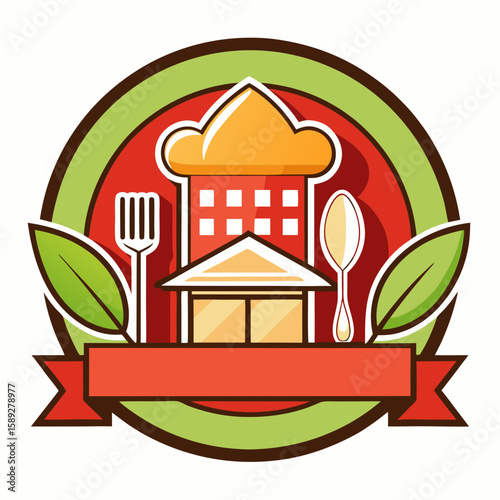 Set of Restaurant menu and bar labels with unique shapes and text designs as well as utensils and drinkware