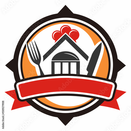 Set of Restaurant menu and bar labels with unique shapes and text designs as well as utensils and drinkware
