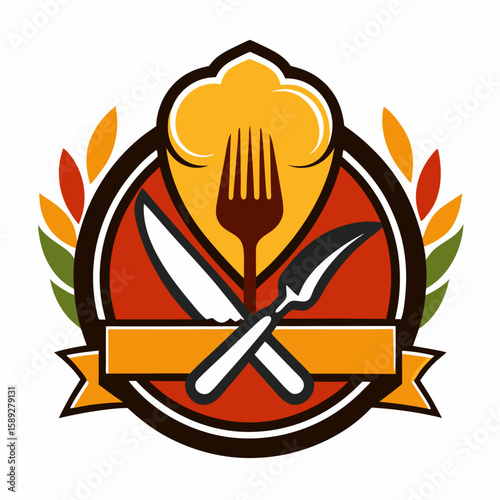 Set of Restaurant menu and bar labels with unique shapes and text designs as well as utensils and drinkware