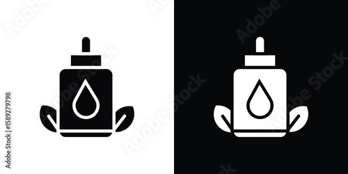 Massage oil icon. Black and white silhouette. Icon vector