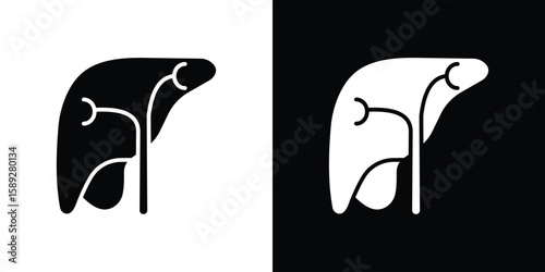 Liver icon. Black and white silhouette. Icon vector