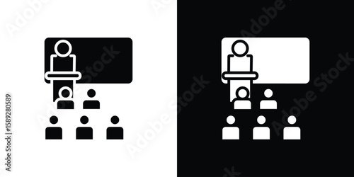 Lecture icon. Black and white silhouette. Icon vector
